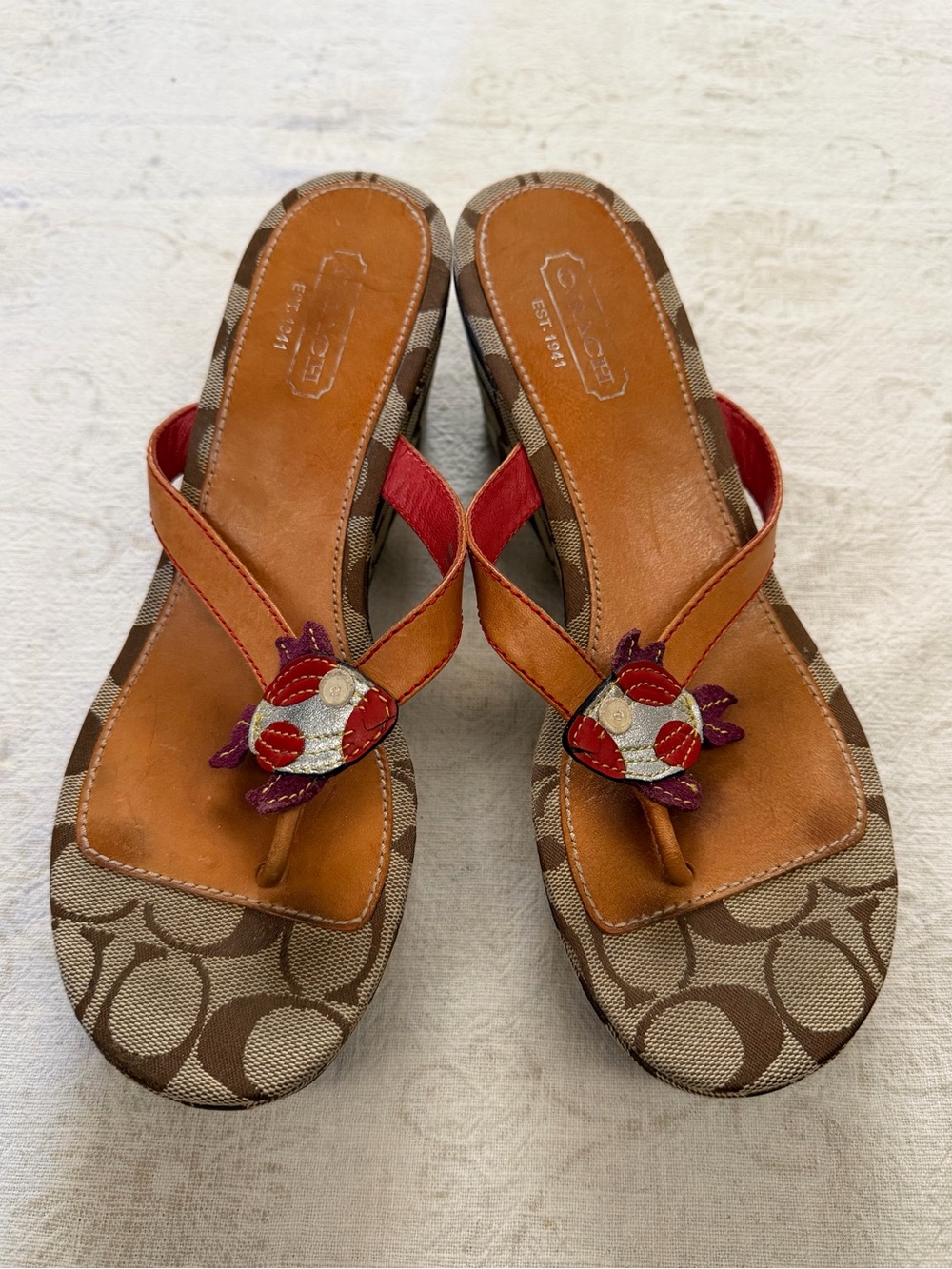 COACH Fish Themed Wedge Sandals - Picture 2 of 9